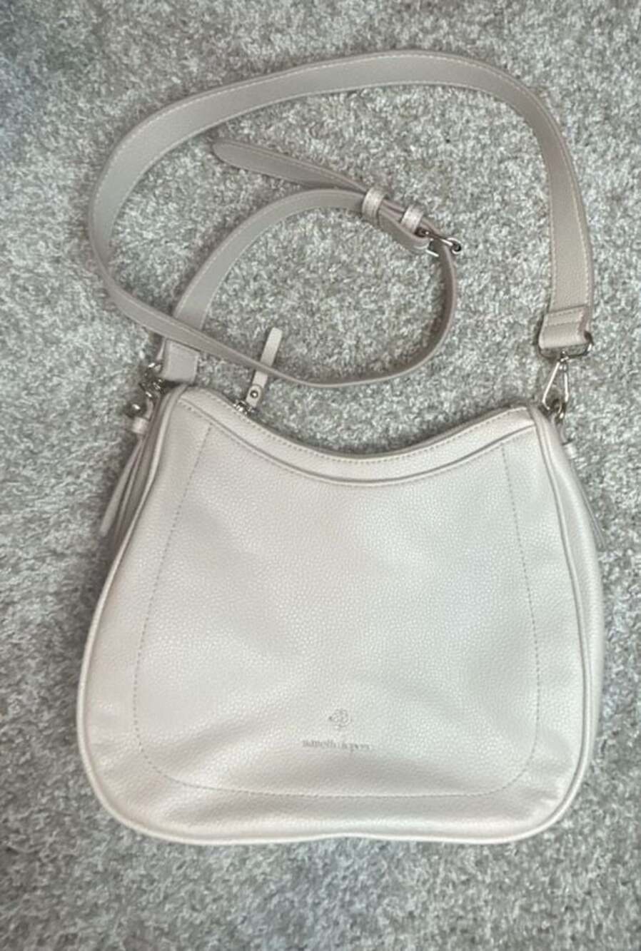 Nanette Lepore Beige Pebbled Faux Leather Crossbody Bag